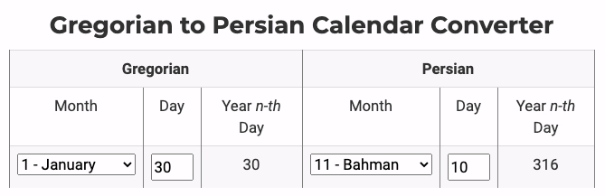 Creating a Calendar Day Converter from Gregorian to Persian | Vahid Dejwakh